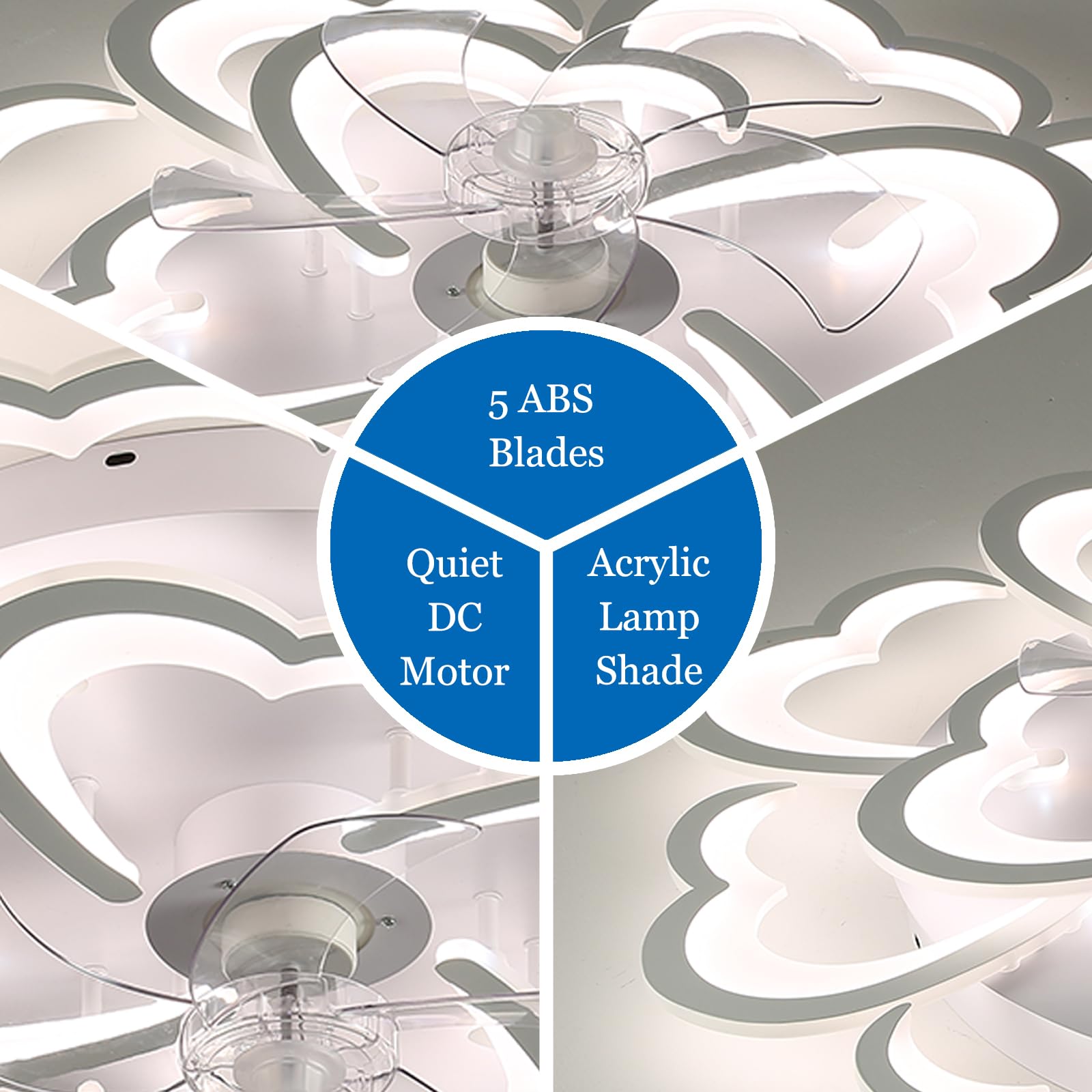 34.6in Fiore Ventila Soffitto Con Luce Reversibile Dimmerabile Smart Lampadario Ventilatore Da Soffitto E Telecomando Silenzioso Timer Plafoniera Con Ventilatore Soffitto Per Soggiorno