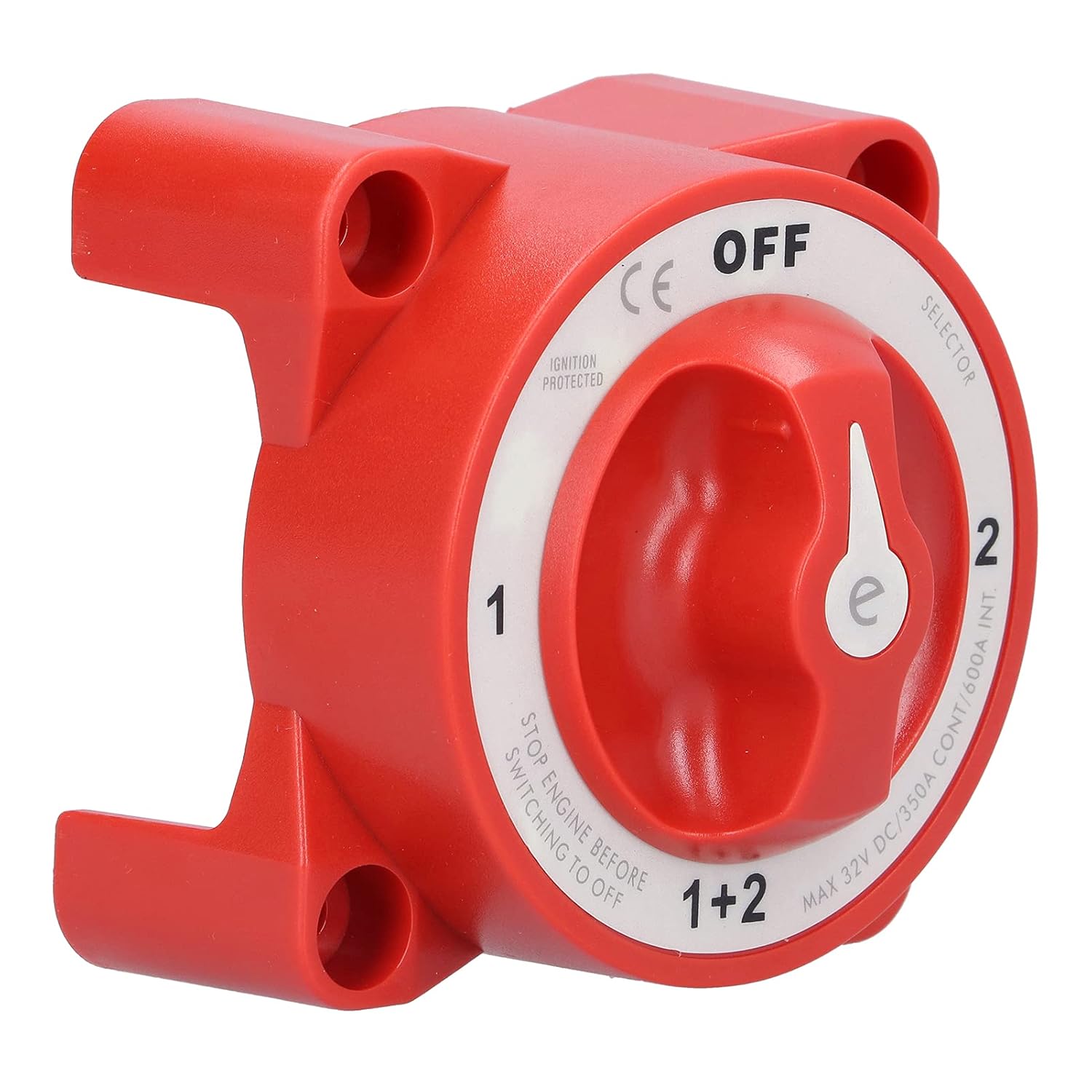 Battery Switch 4 Position Terminal for Motorhomes, 32V 350A, Red, Pisa Leaning Tower Type