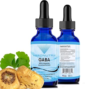 GABA with L-Theanine 290 mg, 4 Oz Liquid, 300 Servings, Made in USA, Quick Absorption, Quality Potent Ingredients, Non-GMO, GMP Certified Facility, Cruelty-Free Products