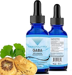 Absonutrix GABA with L-Theanine 290 mg, 4 Oz Liquid, 300 Servings, Made in USA, Quick Absorption, Quality Potent Ingredients, Non-GMO, GMP Certified Facility, Cruelty-Free Products