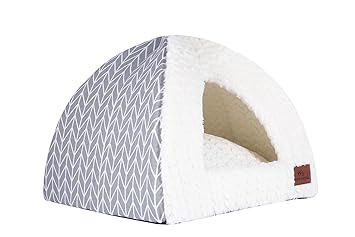 Miss Meow Cat Dog Tent Triangle Pet Bed Removable Cushion Cover Two Way Conversion Medium and Large (X-Large, Gray Arrow)
