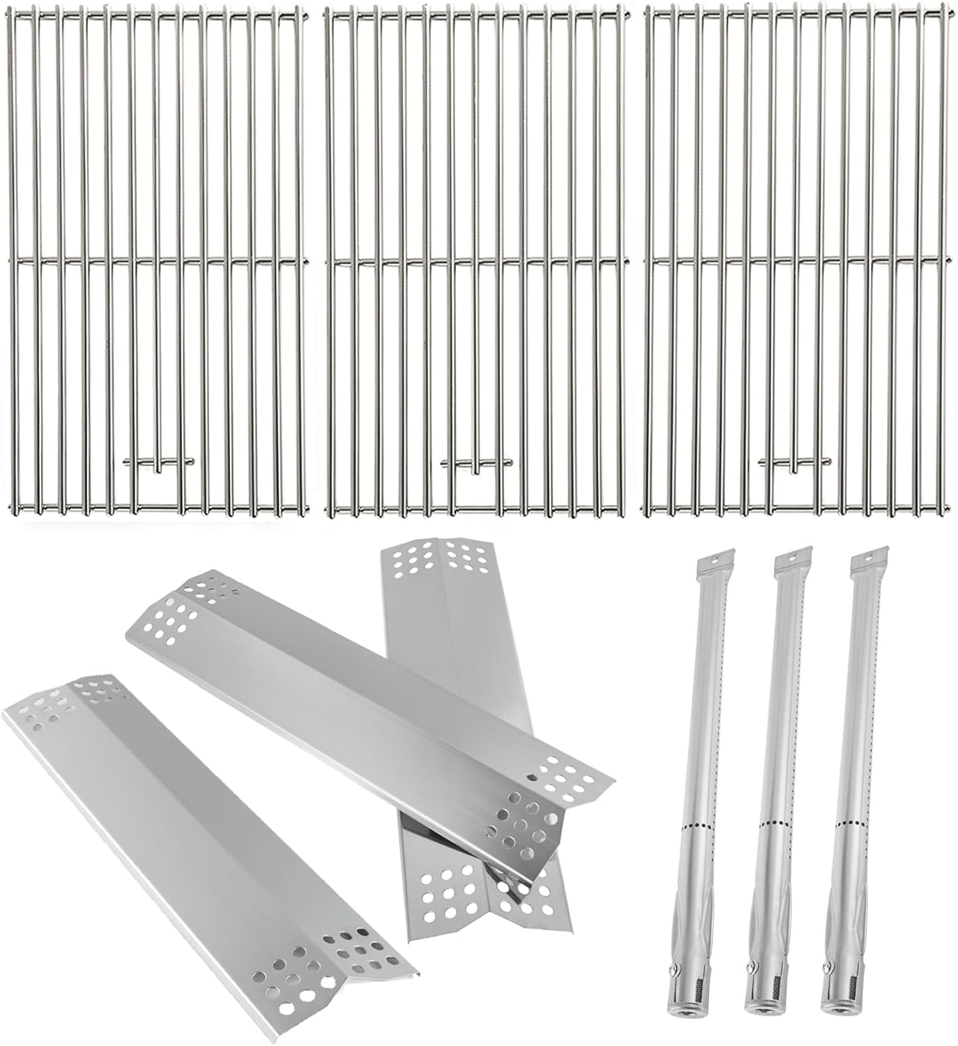 Grill Parts for Kitchen Aid 3-Burner Grill 720-0953, 720-0953A, 720-0953B, 730-0953A, 730-0953B, Stainless Steel Cooking Grate, Grill Burner Tube and Heat Plate for Kitchenaid Grill Replacement Parts
