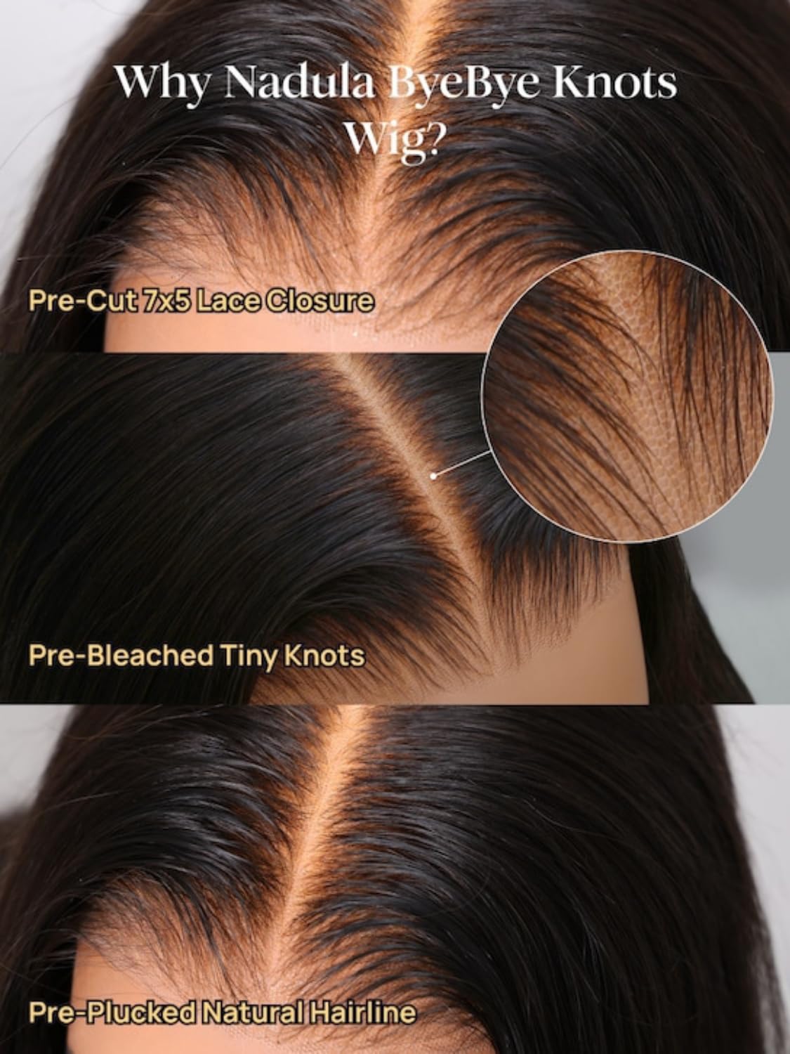 Nadula Bye Bye Knots Glueless HD Lace Front Wig 7x5 Pre Cut Balayage Brown Body Wave Human Hair Wig Highlight Ombre Pre Plucked Bleached Knots 150% Density with Elastic Drawstring Ready to Go 22inch