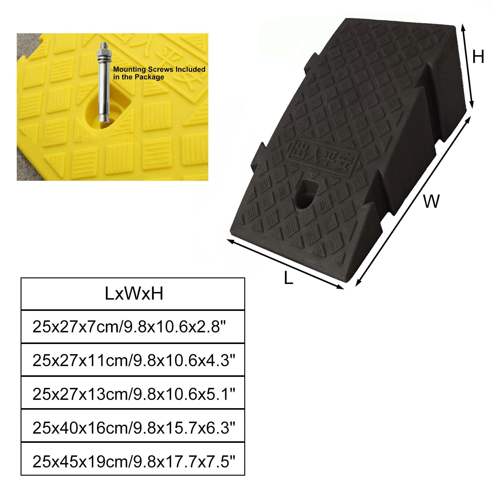 Rampa para Bordillos Rampas de Coche Portát y Ligeras Rampas de Plástico Rampa de Acceso 1 Paquete para Moto Silla de Ruedas Scooter Bicicleta Andador Aceras Garajes(Yellow,H-19CM)