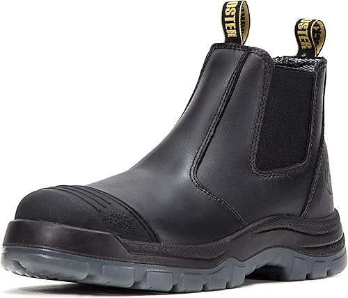 ROCKROOSTER Botas de trabajo para hombre, punta de acero de 6 pulgadas, zapatos de cuero aceitado sin cordones, disipativa estática, transpirable,