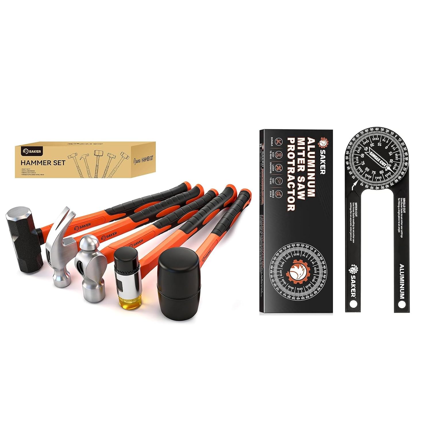 Saker Miter Saw Protractor AND Saker 5-Piece Hammer Set