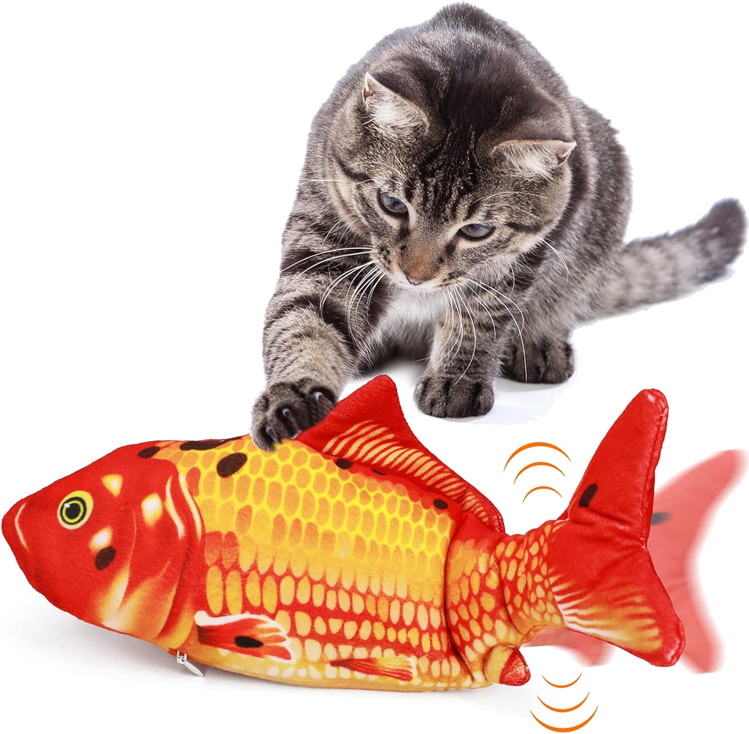 Aurako Floppy Fish Cat Toy Realistic Plush Waggle Fish Cat Toy 350mAh Large Battery USB Rechargeable Electric Moving Fish Interactive…