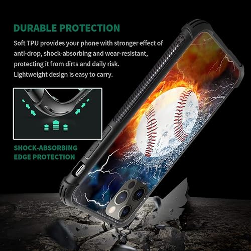 Miniatura 6 de DAIZAG Funda compatible con iPhone 11 Pro Max Ice Fire Baseball Funda de teléfono a prueba de golpes suave TPU para niños y hombres, funda de regalo