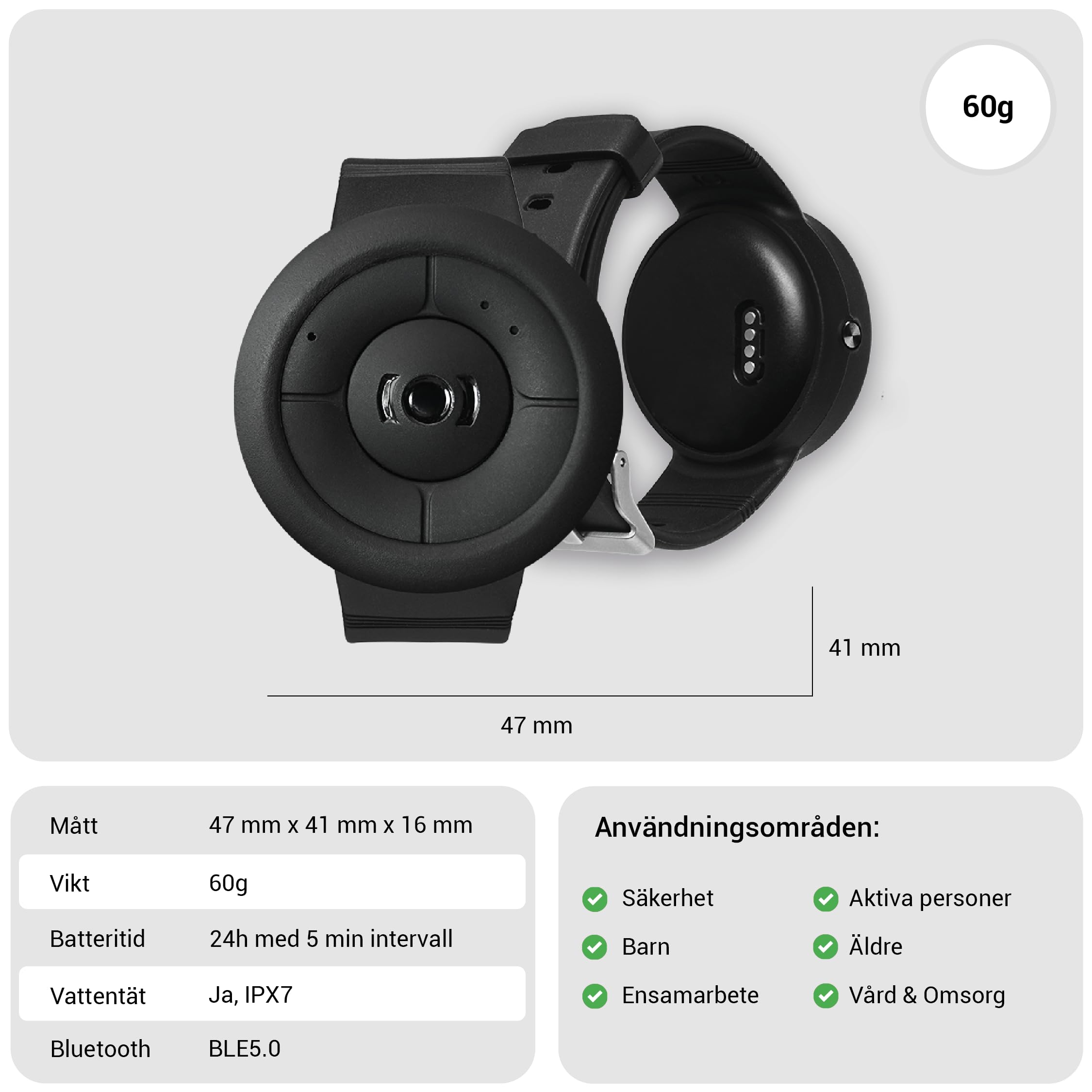 MiniFinder Nano - Alarma personal GPS - Alarma de seguridad en formato reloj - Formato de reloj rastreador GPS - Botón de alarma y función de llamada