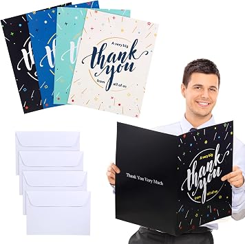 Leitee 4 Pcs Big Thank You Card Large Appreciation Greeting Cards,17 x 12