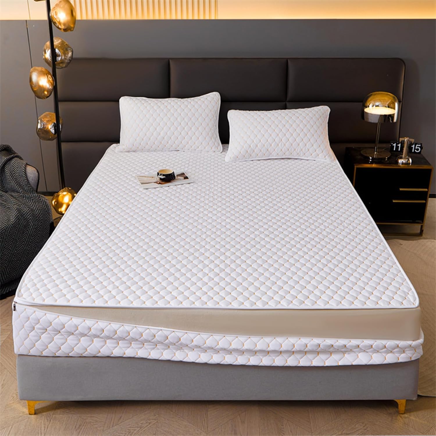 DSSHENGDS Zipped Mattress Protector,dust-proof Mattress Cover,Soft Washable Breathable Full Encasement Cover,Customizable Premium Protector-White- 150x200+30cm — image 1
