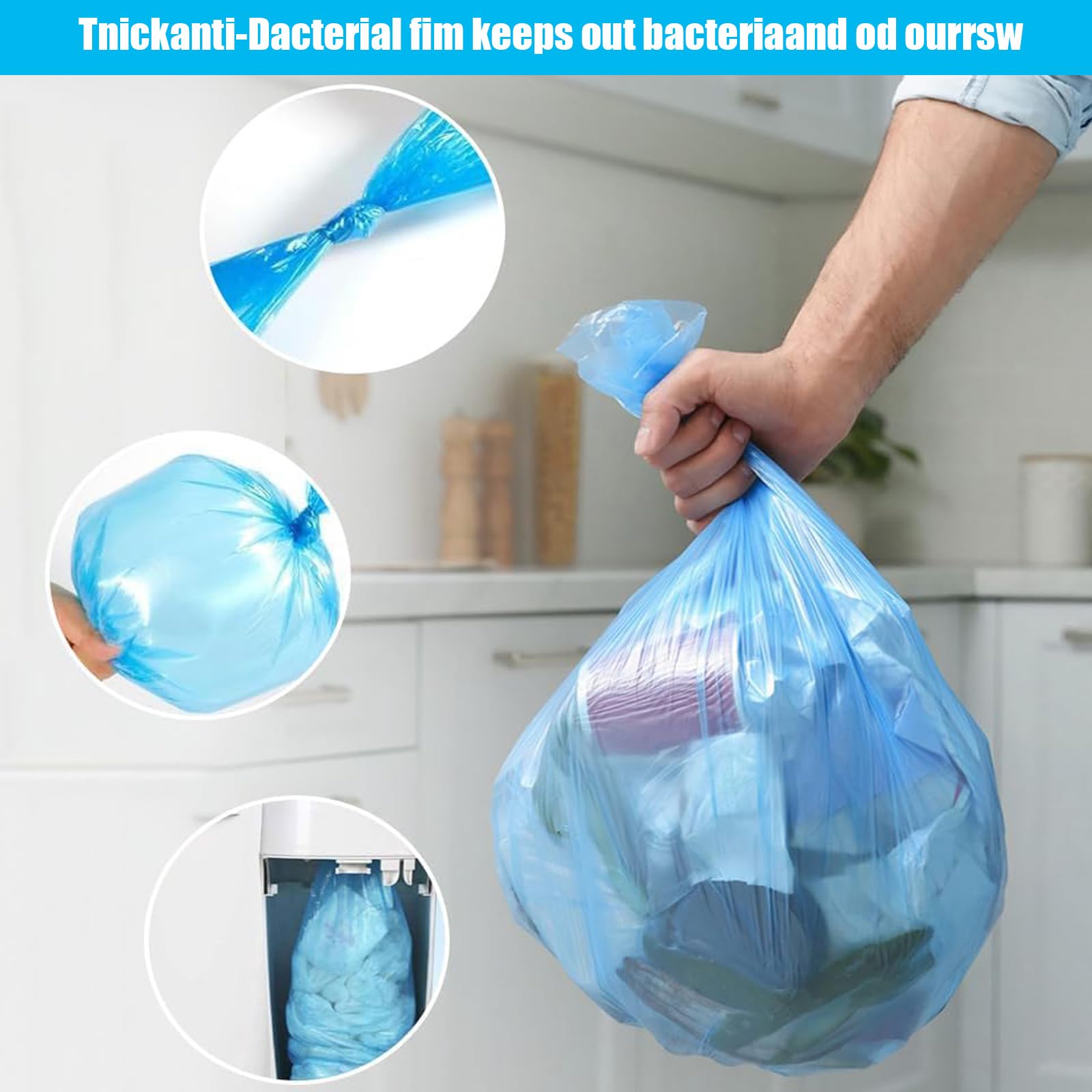 Sac Poubelle Couche Recharge 12 Pièces Grande Capacité Anti-odeur Compatible Tous Types (Bleu)