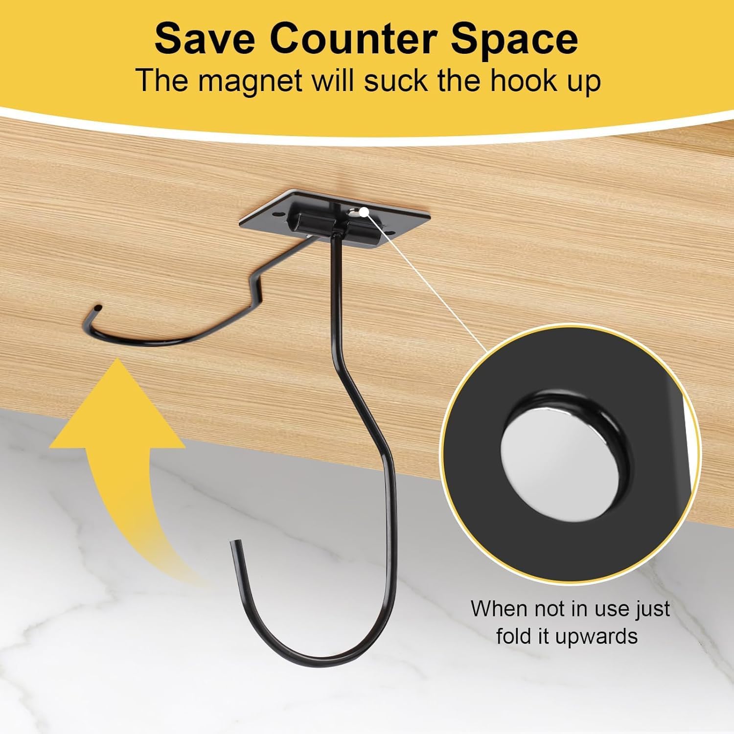 YounBeauty Banana Hanger Hook Banana Holder Under Cabinet Keep Bananas Fresh Adhesive Foldable Space-Saving for Kitchen, Fridge Pantry image 3