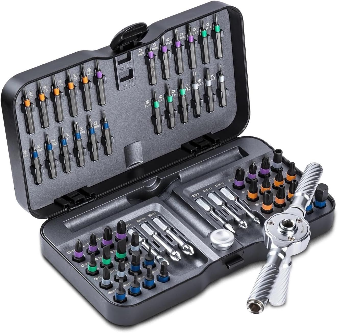 Gearless Ratchet Screwdriver Set With 1/4 Inch Magnetic S2 Steel Bits, Precision Multi-Purpose Repair Tool Kit With Nut Drivers And Compact Storage Case(66 In 1 Black)