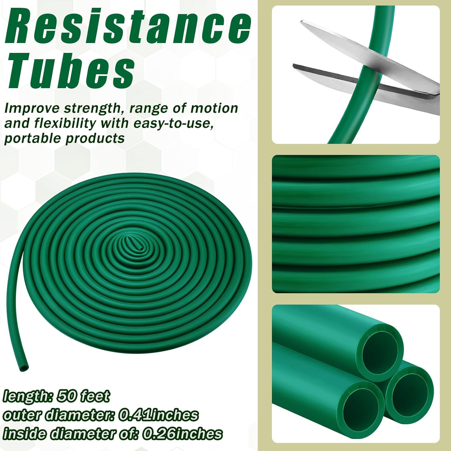 1 Roll Resistance Tubes Exercise Tubing 50ft Exercise Bands Tubing for Therapy, Lower Pilates, Home Workouts, Rehab Core