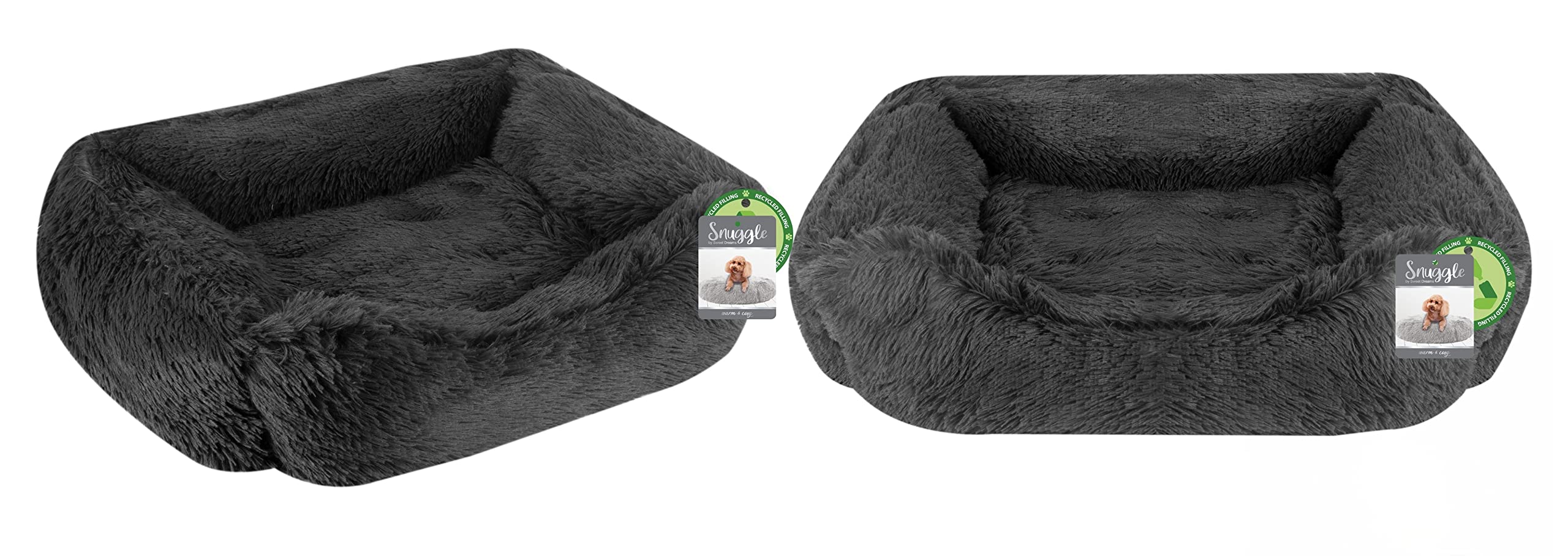 ADEPTNA Large Super Soft Calming Dog Cat Bed - Anti Anxiety Fluffy Super Soft Cosy Warm Stress Relief Snuggle Nest for Pet with Anti Slip Base (58cm x 48cm x 20cm)