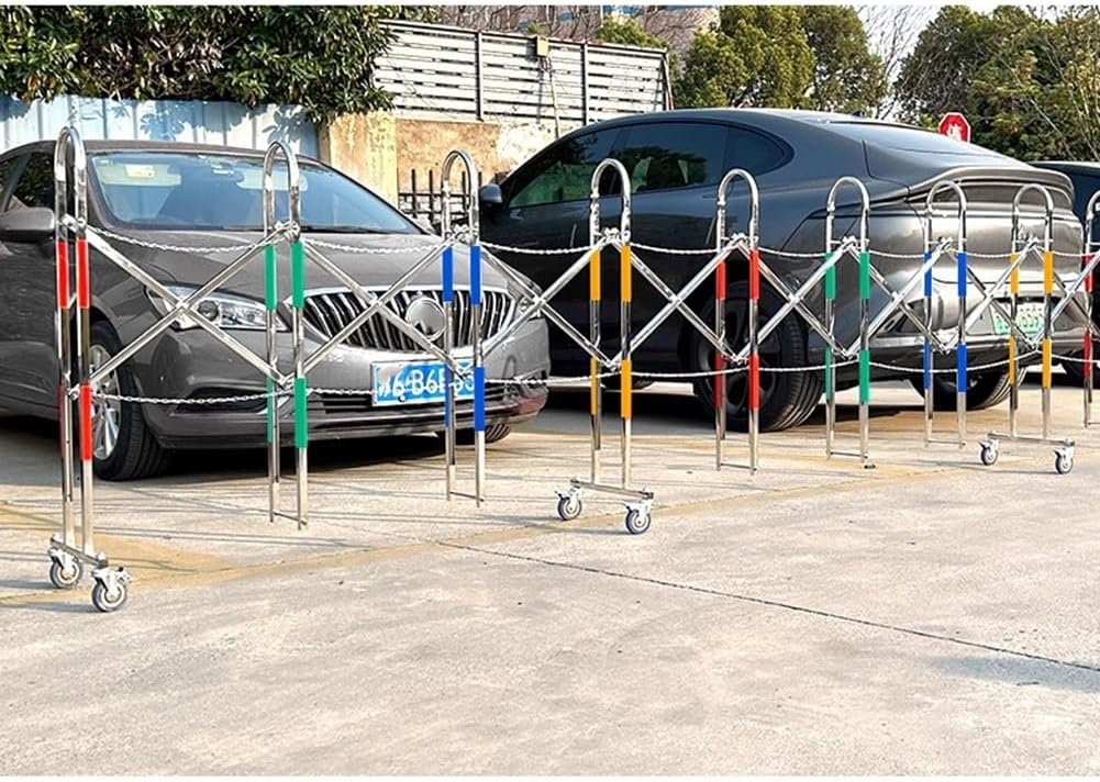 Expandable Barricade - Stainless Steel Folding Door Gate, Retractable Fence for Warehouse, Garage, Driveway & Pool Safety, 1.6x6m - Durable & Versatile Barrier Solution
