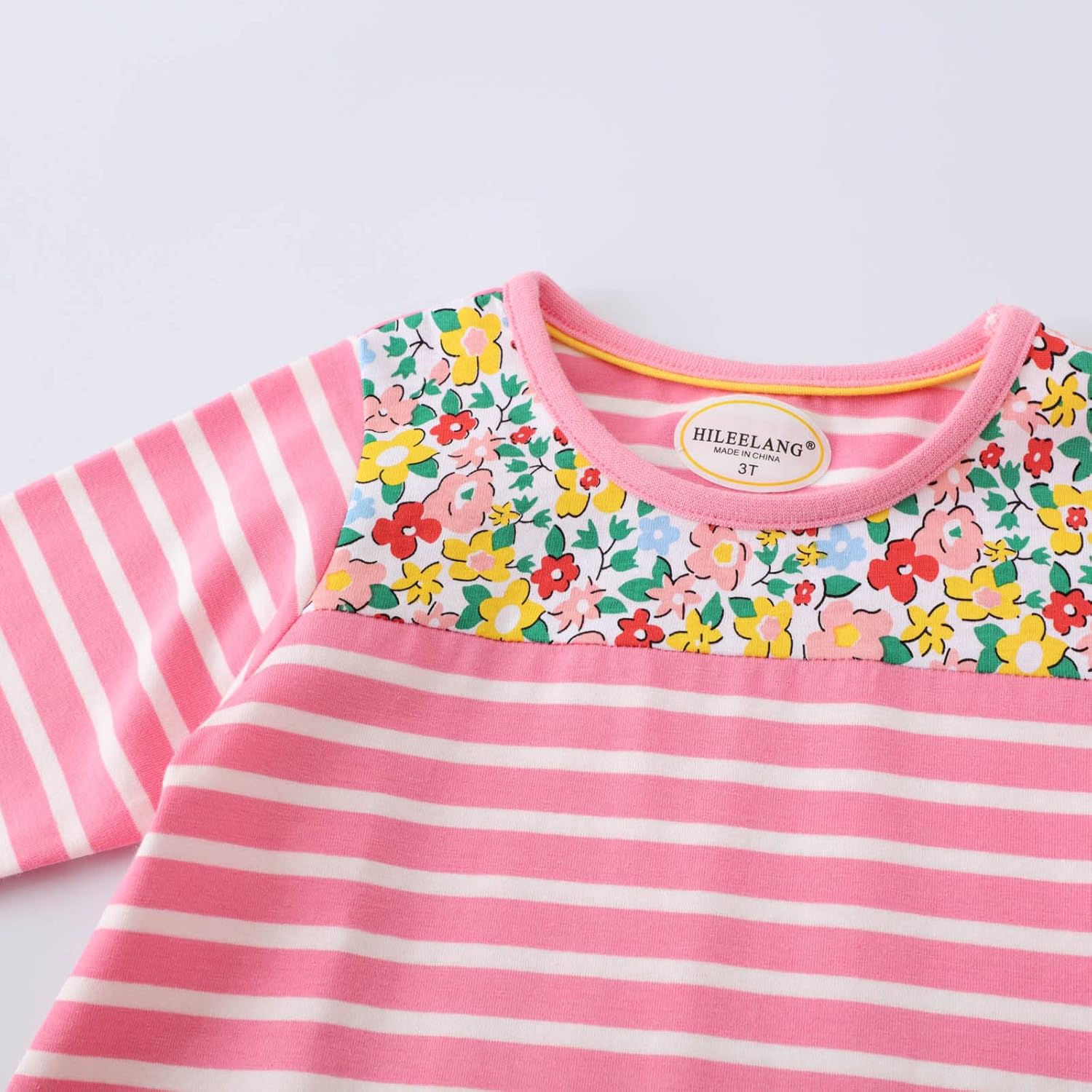 HILEELANG Toddler Girl Long Sleeve Dress Stripe Rainbow Christmas Cotton Casual Tunic Playwear Basic Shirt Party Dresses - Image 4