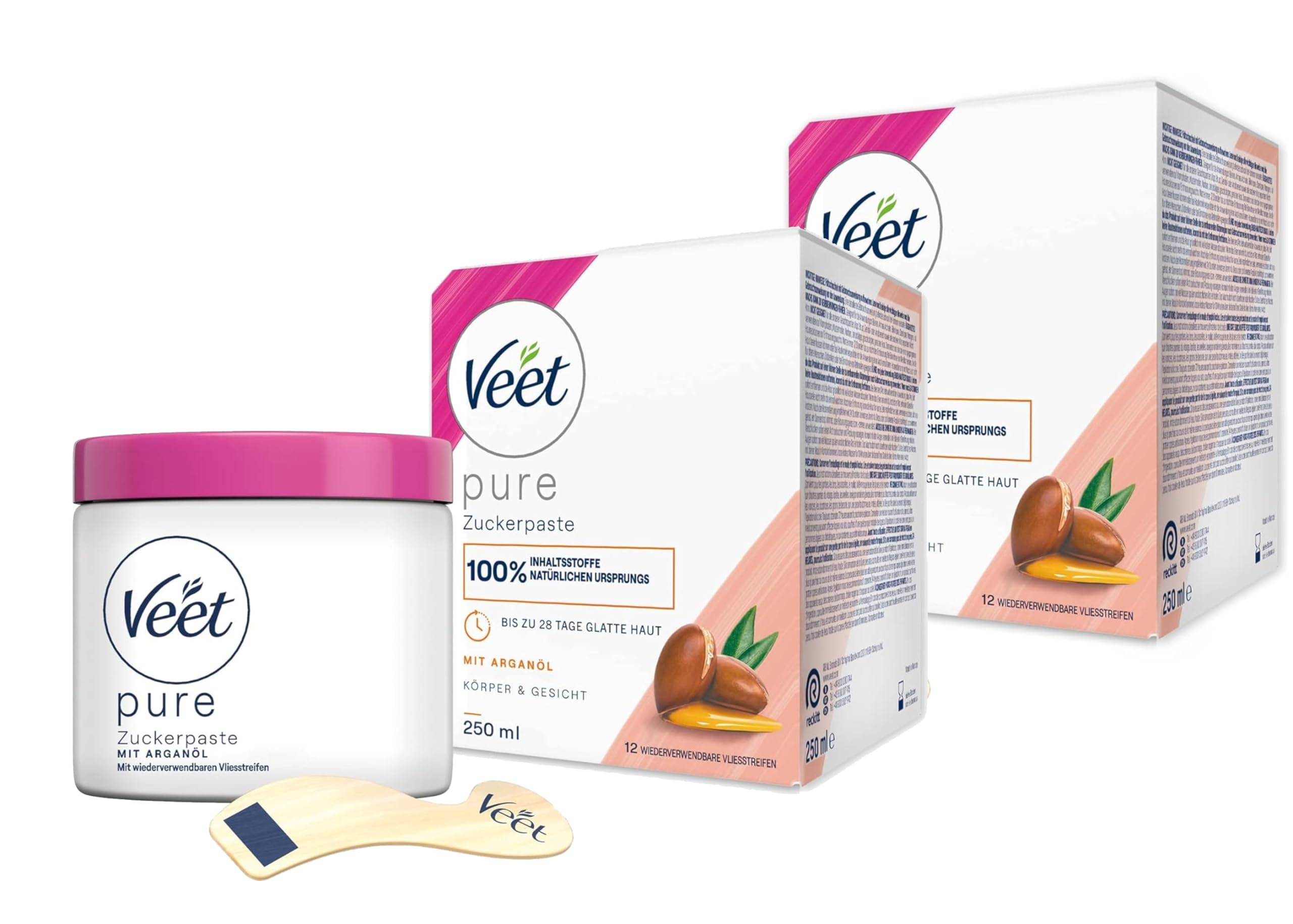 Sugaring, pasta di zucchero per depilazione, confezione da 2 pezzi per pelle sensibilmente liscia fino a 4 settimane, pasta di zucchero, 2 x 250 ml