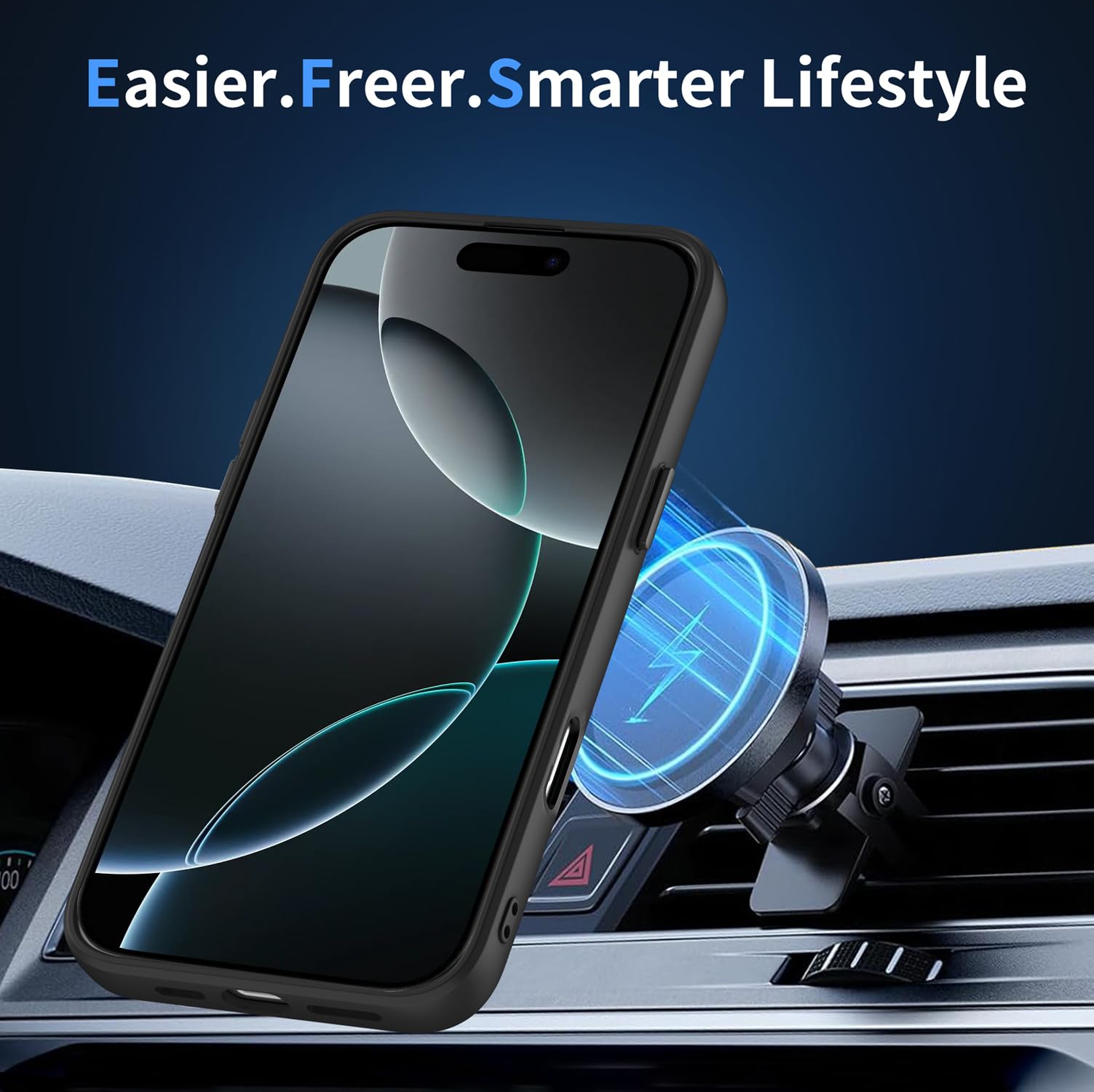 AOMYKE Cover Magnetica per iPhone 16 Pro Max, Custodia iPhone 16 Pro Max Compatibile con MagSafe, Traslucida Opaca Posteriore Sottile PC+TPU Bumper Antiurto Case - Nero