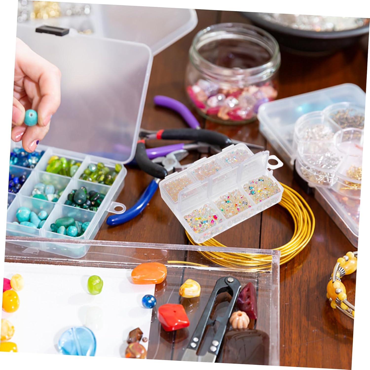 FRCOLOR Flatback Rhinestones for Manicures Nail Art Decoration Resin Gems Ab Color for Crafting Nail Designs and Creative Projects