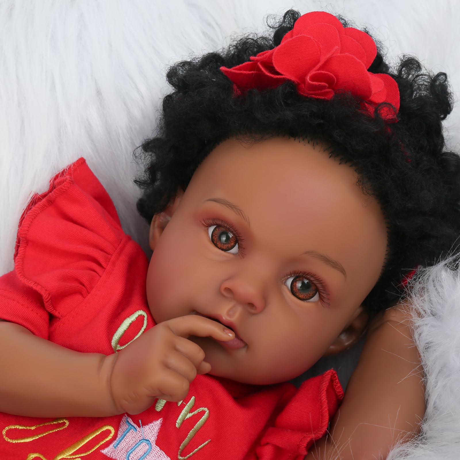 Reborn Baby Dolls Black Girl, 20 Inch Realistic Newborn Baby Dolls That Look Real, Vinyl African American Reborn Baby Doll with Soft Body Best Gift for Kids Age 3+