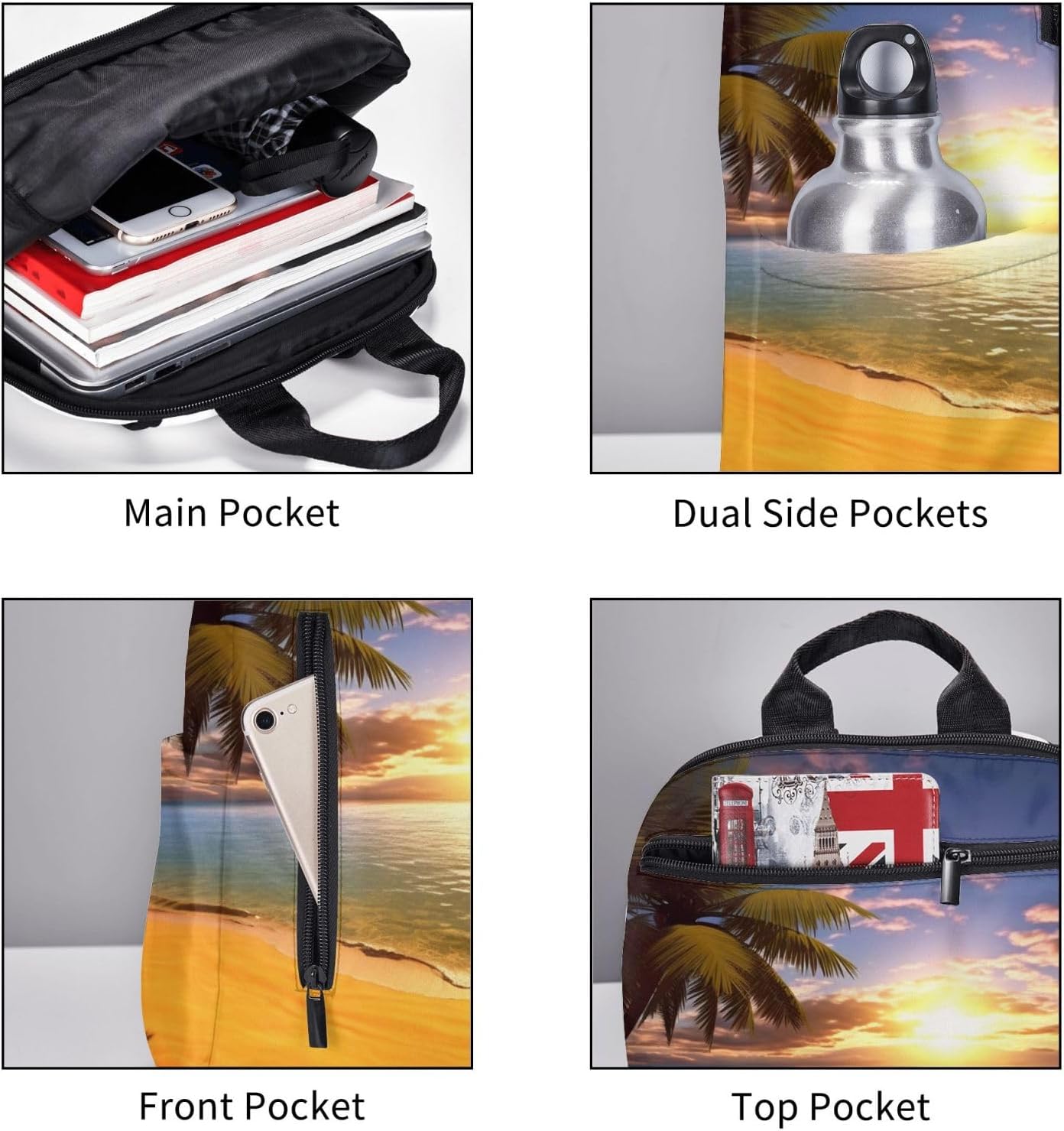 Travel Backpack Sunset Palm Laptop Backpack Lightweight Computer Bag Gift for Women Men Hiking Daypack image 5
