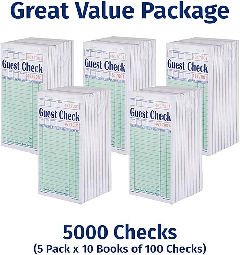 Miniatura 38 de [1500] Gorilla Supply Guest Check 4.25 x 8.5 pulgadas, 2 partes perforadas sin carbono y sueltas comprobaciones de pedido de servidor con 15 líneas