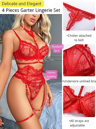 Miniatura 2 de Kaei&Shi Gargantilla exótica, cinturón de cintura alta, cuerda G, liga de tiras de 5 piezas