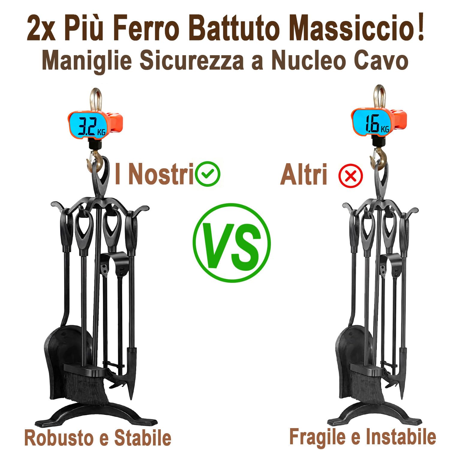 Amagabeli 5 pezzi 64 cm Set di strumenti per camino in ferro battuto nero e accessori per caminetto per interni Portalegna camino pinza da fuoco pala spazzola vecchio camino poker stufa a legna