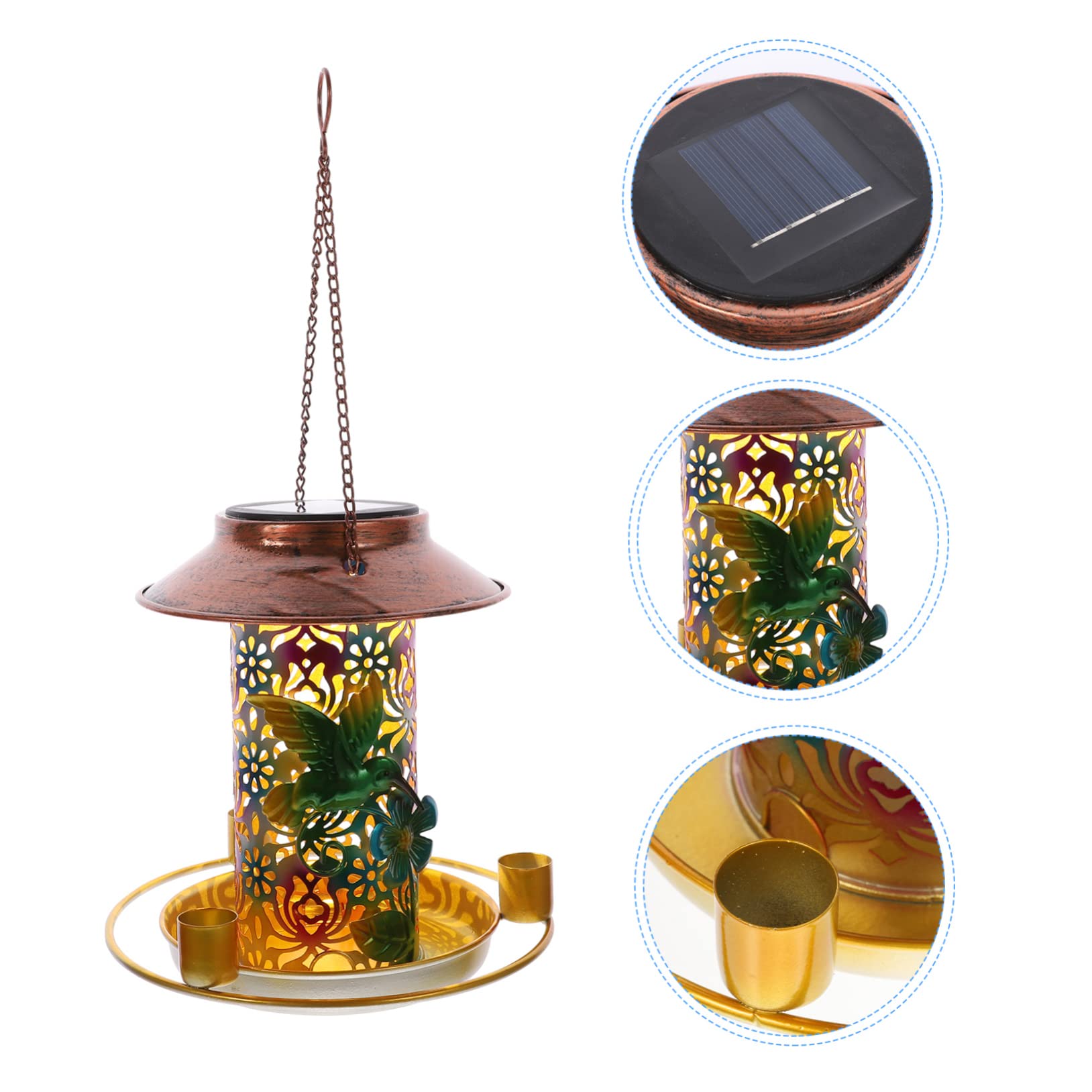 Mangiatoia Per Uccelli Selvatici Sospesa in Solare Decorativa Mangiatoia Multifunzionale Per e Patio Si Carica Durante e Si Accende Automaticamente Di Notte