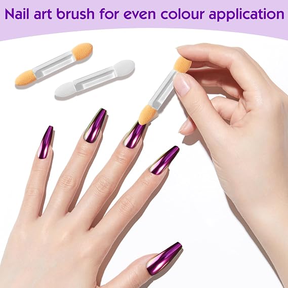 12 Boxes Pearl Chrome Nail Powder With 12 Brushes