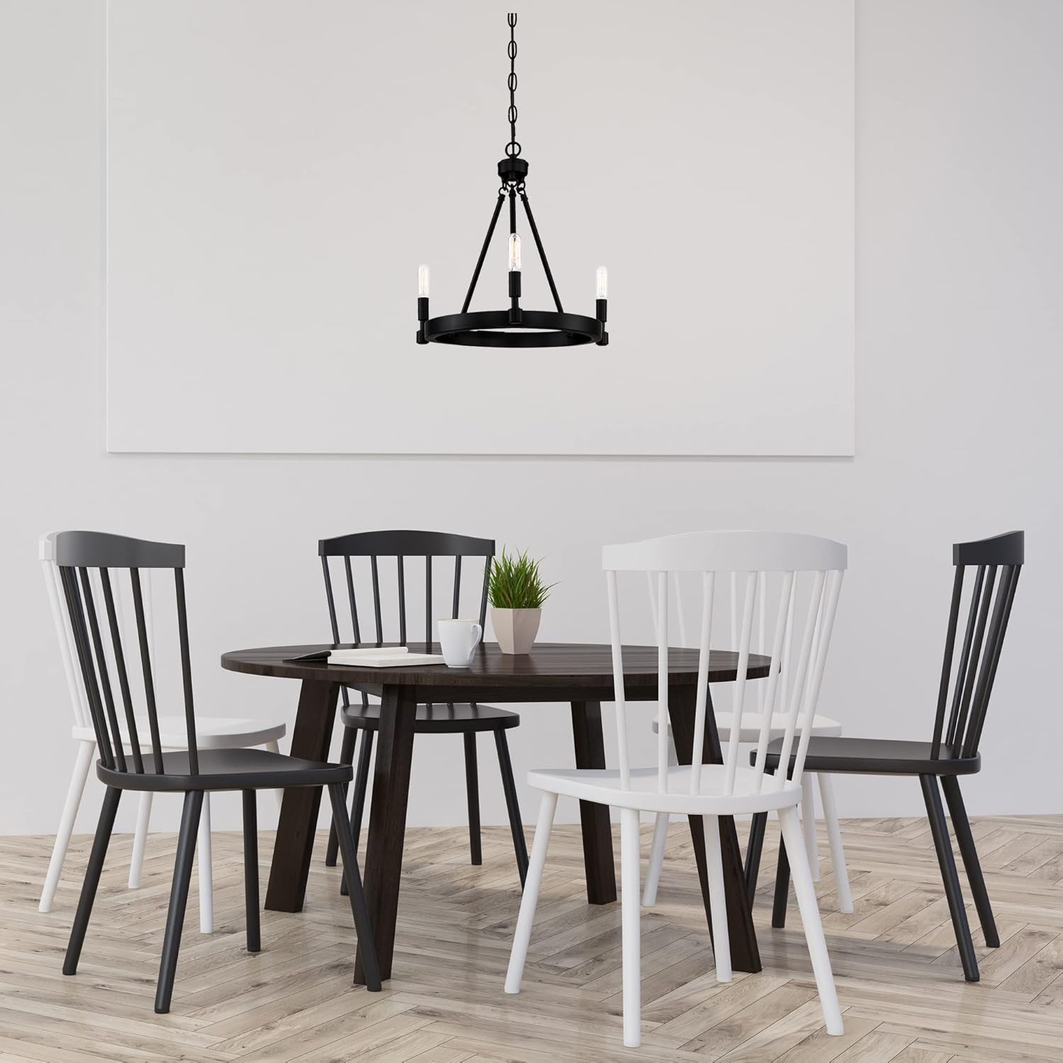 DESIGNERS FOUNTAIN 15.5in H Fiora 3-Light Farmhouse Rustic Chandelier, Black, 92583-BK