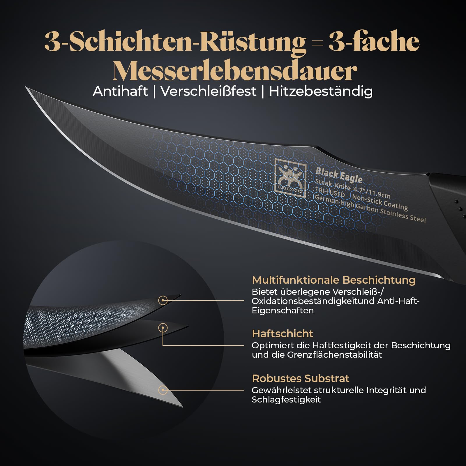 12 cm Steakmesser-Set, 8 Stück, mit magnetischer Messerleiste