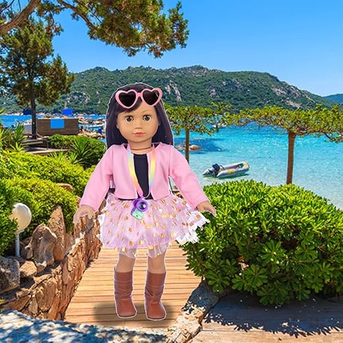 Miniatura 5 de Ebuddy Ropa y accesorios para muñecas: 8 juegos con zapatos, mochila, gafas, cámara, almohadilla para muñecas de 18 pulgadas