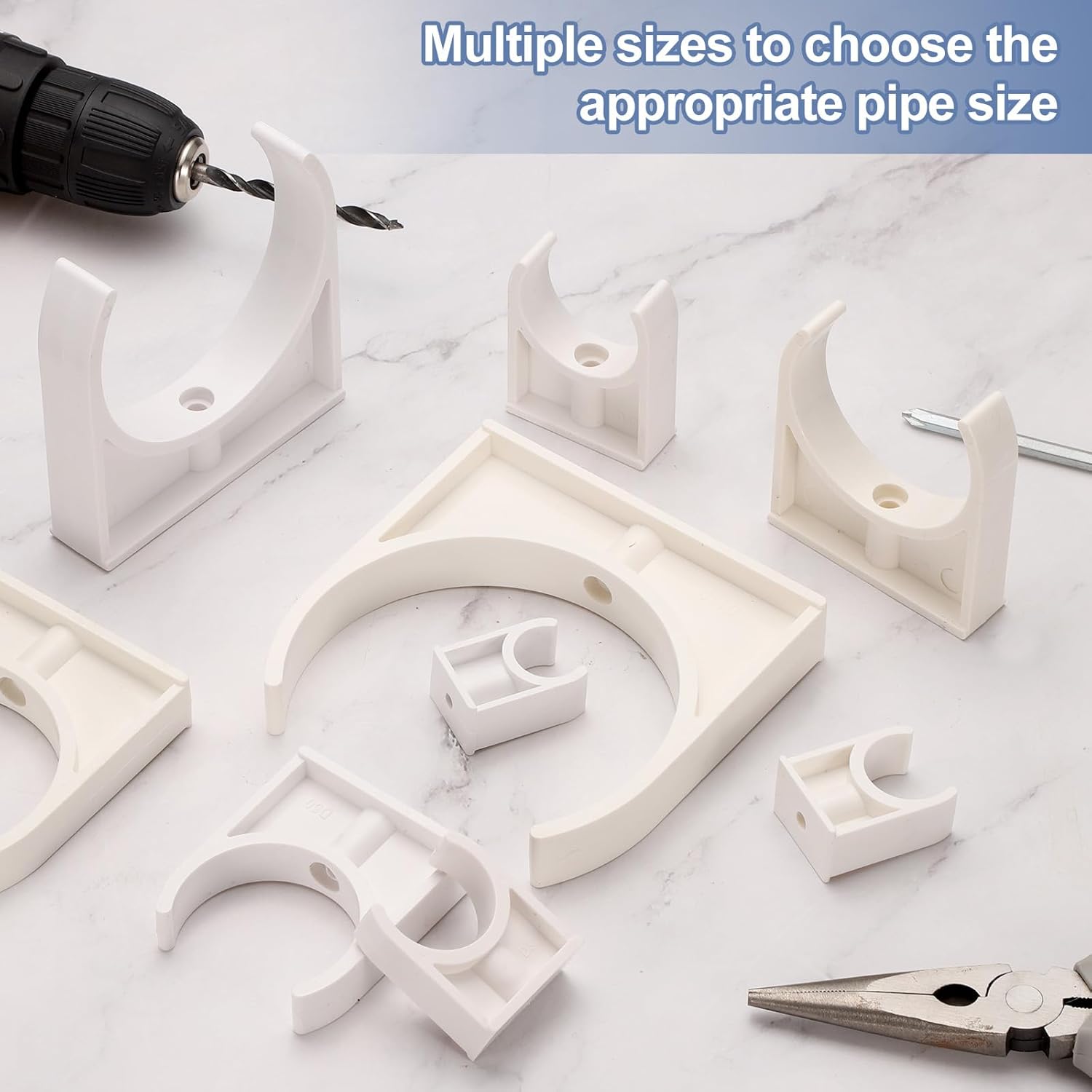 uxcell 40 Pcs PVC Water Pipe Clamps Clips, 32mm ID U-Shaped Water Pipe Buckles Pipe Tubing Clamps Pipe Support Holder for 1" Water Pipe Tubing Hose TV Trays Hanger Support Tubing, White