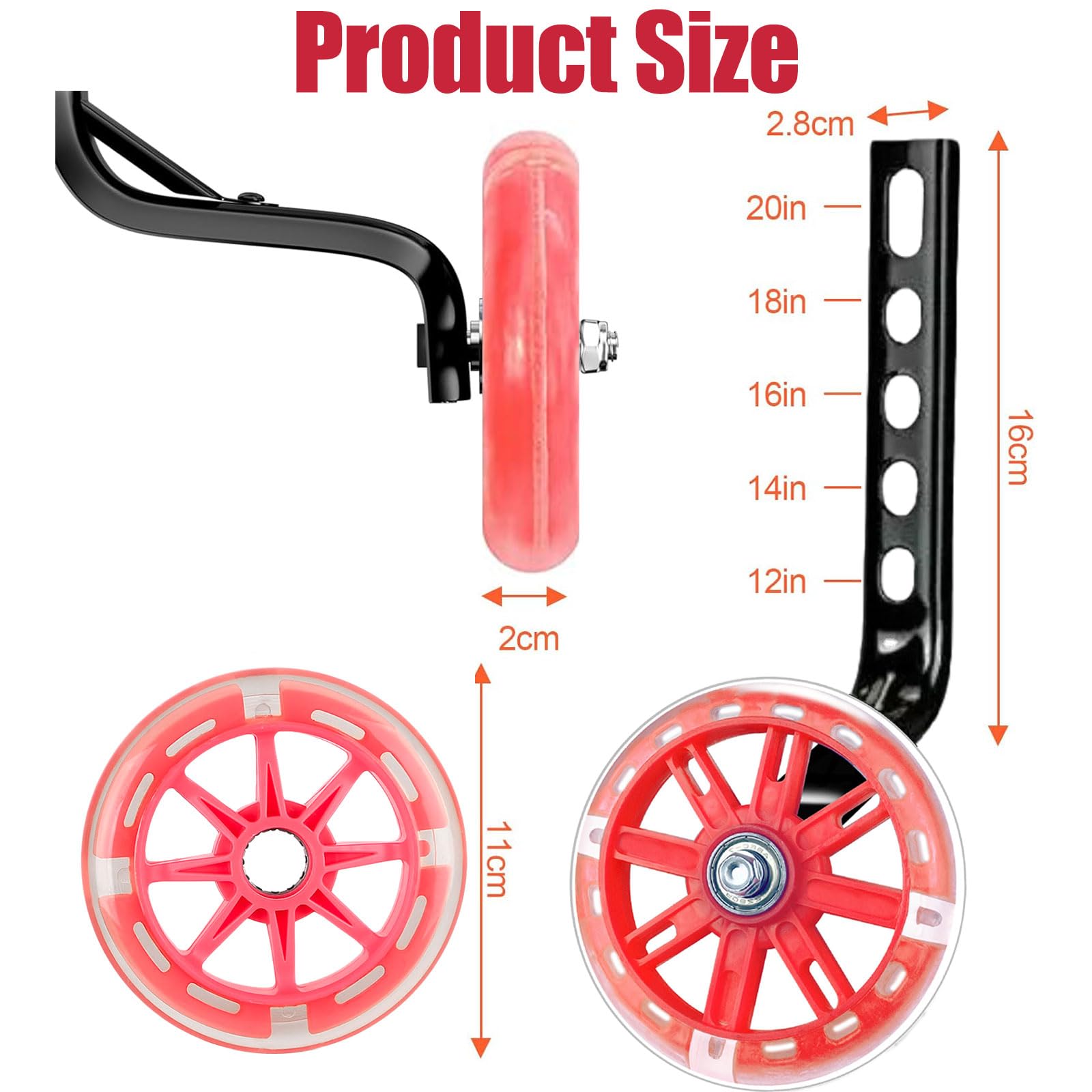 Koło pomocnicze, stabilizator rowerowy dla dzieci, stabilizatory kół rowerowych dla dzieci, pomocnicze koło rowerowe, regulowane koła treningowe, uniwersalne kółko rowerowe do rowerów 12-20 cali