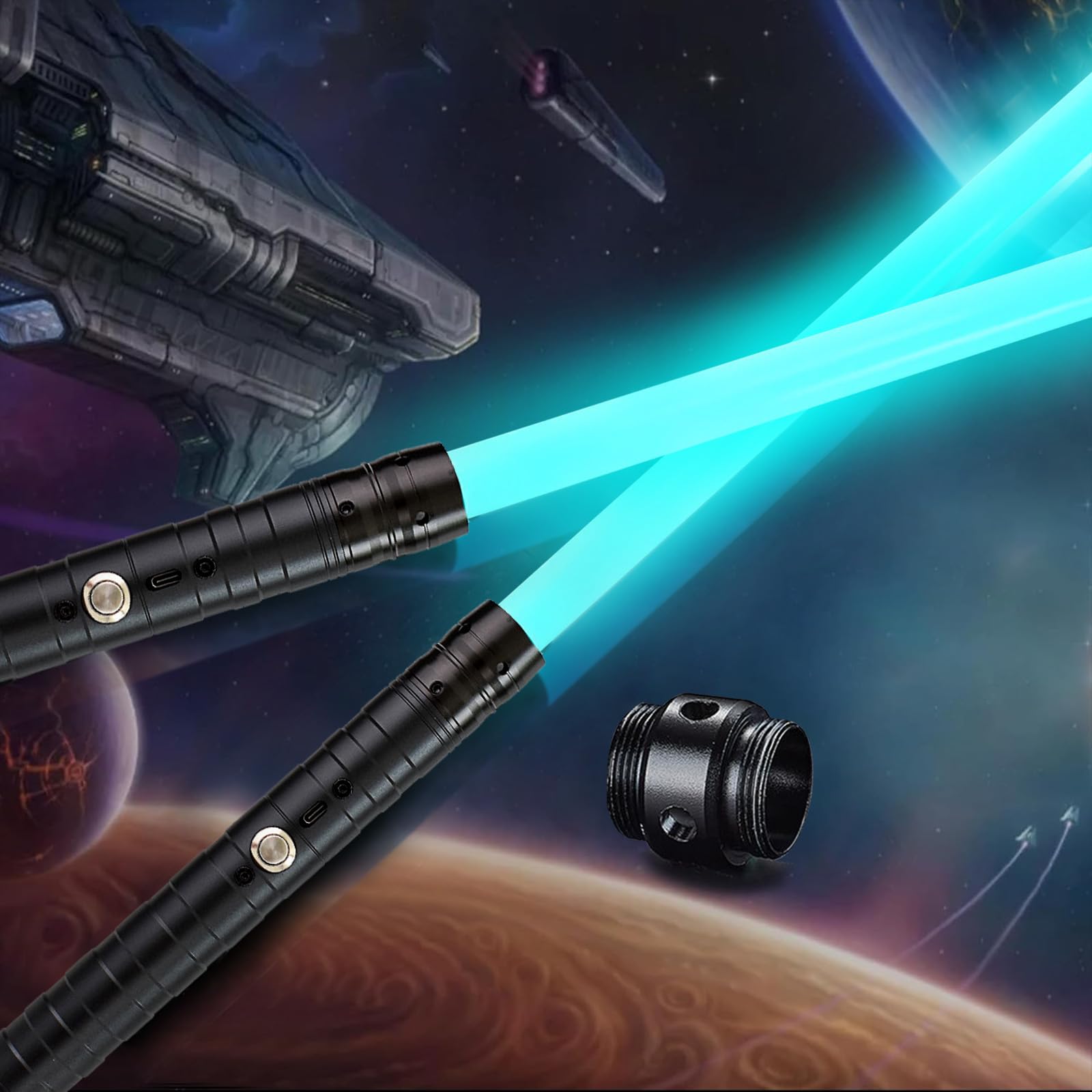 Lightsaber Star Wars, 2025 Upgraded 15 Colors USB RGB LED Light, Rechargeable Light saber with Metal Handle