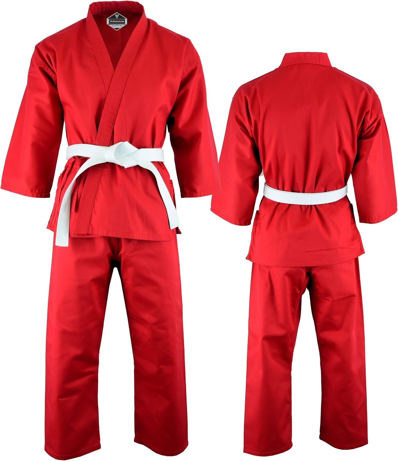 Regular Light Weight Karate Open Coat Uniform 8 Oz Cotton Poly White Belt Included