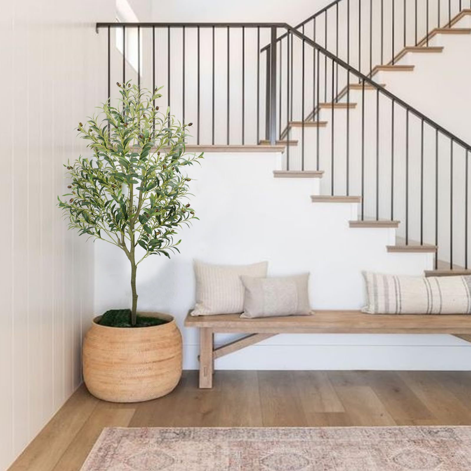 Olivier Artificiel 180 cm Grande Plante Verte Artificielle Faux Arbre Olivier Fausse Plante pour Maison Jardin Balcon Bureau et Décoration Intérieure et Extérieure