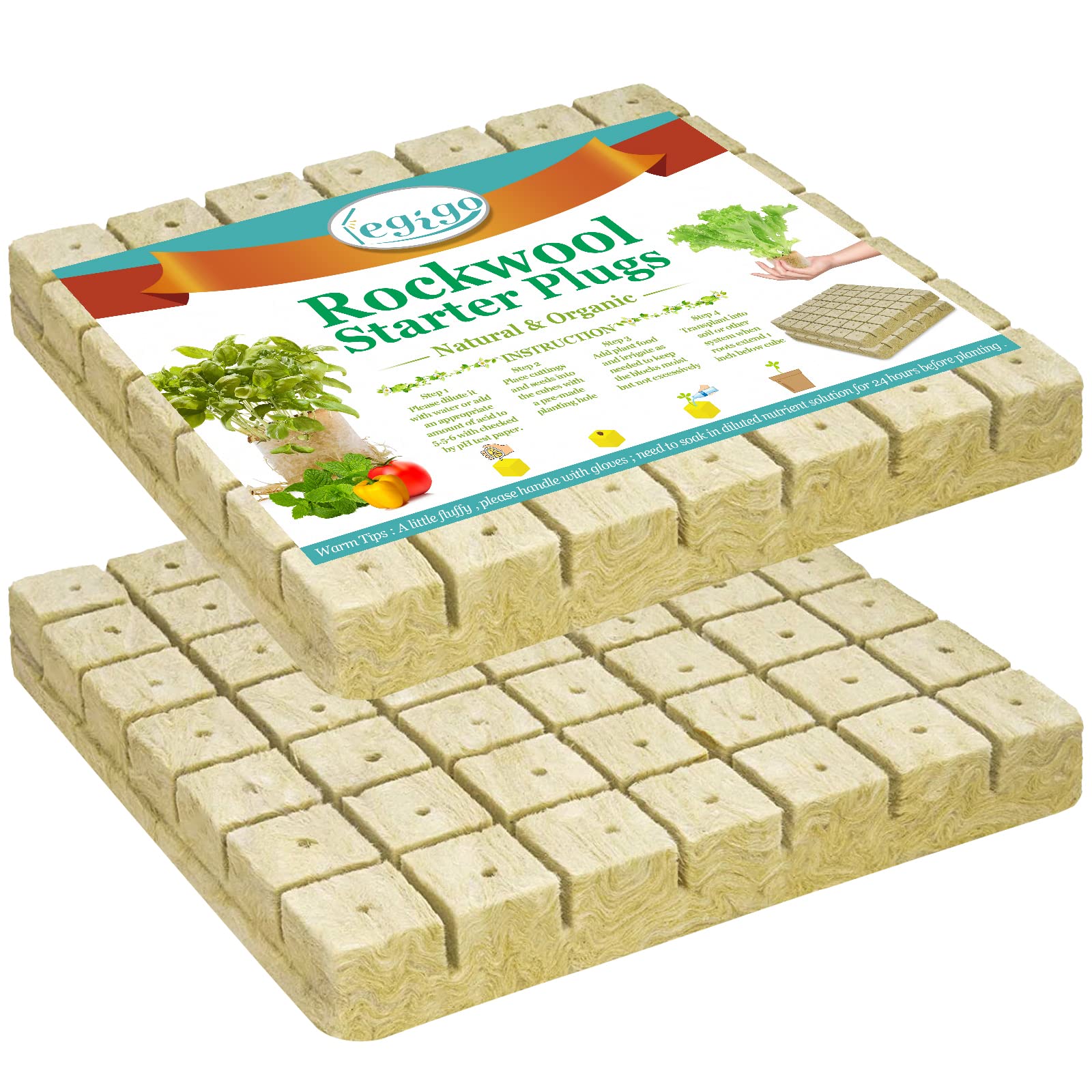 Legigo 98 Stück Steinwolle Anzucht Würfel 4x4x4 cm, Rockwool Cube Anzuchtwürfel für Hydroponic, Stecklinge Anzucht, Keimung, Setzlinge & Klonpflanzen, Alternative zu Anzuchterde für Stecklinge