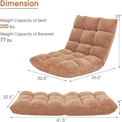 Miniatura 2 de GORELAX Silla de piso de espuma viscoelástica, silla reclinable ajustable de 14 posiciones, silla de meditación acolchada plegable con soporte para