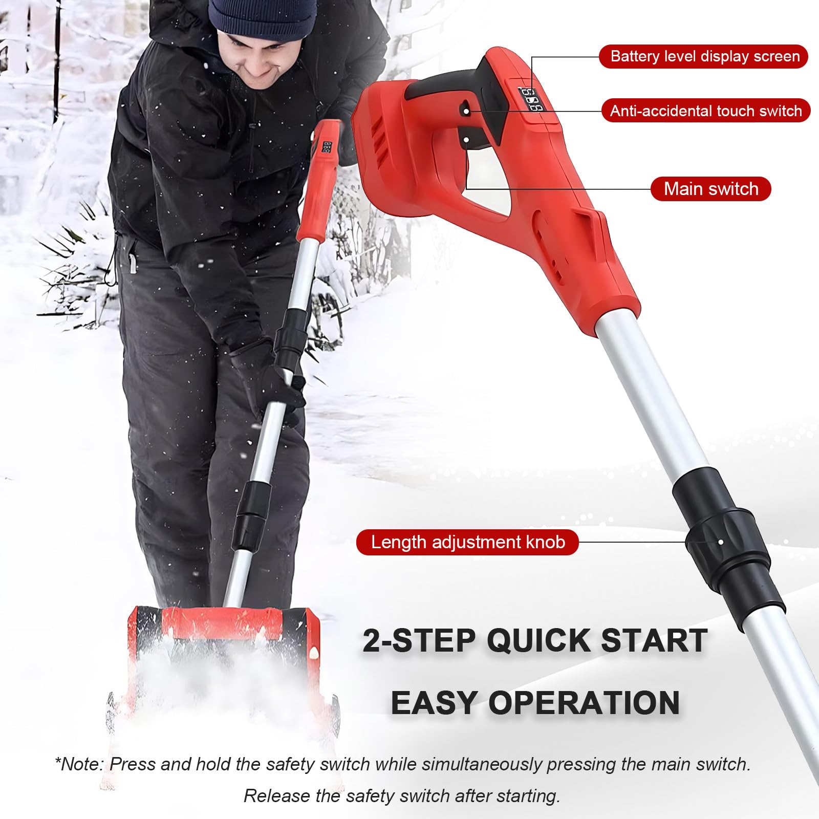 Fresa spazzaneve a Batteria 20 V, Larghezza di Lavoro 32 cm, Altezza Neve Max. 16 cm, Batteria 4000 mAh e Caricabatterie rapido, per la Pulizia del vialetto