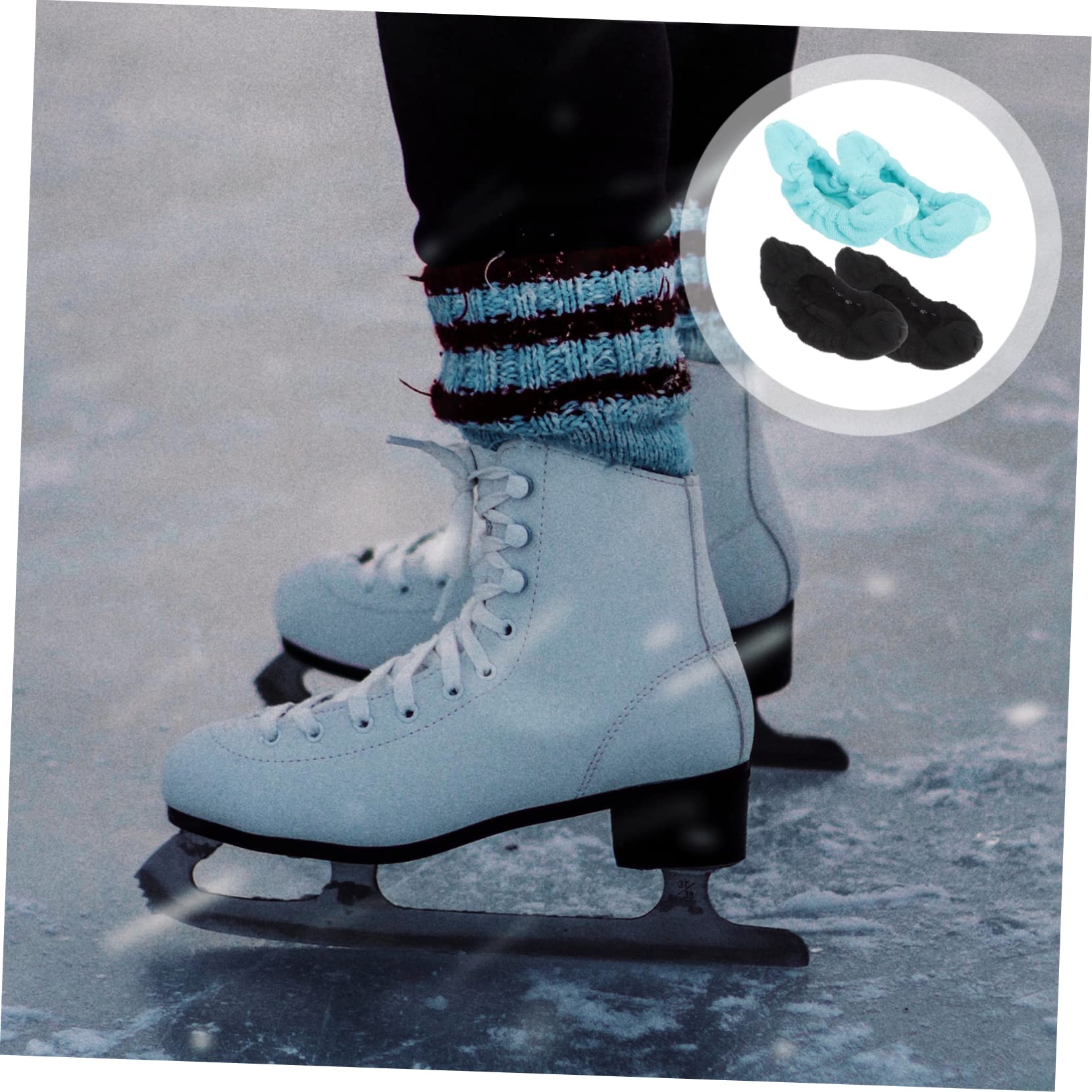 ibasenice Couvre Lames De Patinage Microfibre De Protections pour Lames De Patins À Glace Adaptés Aux Et Aux Adultes S Noir Bleu