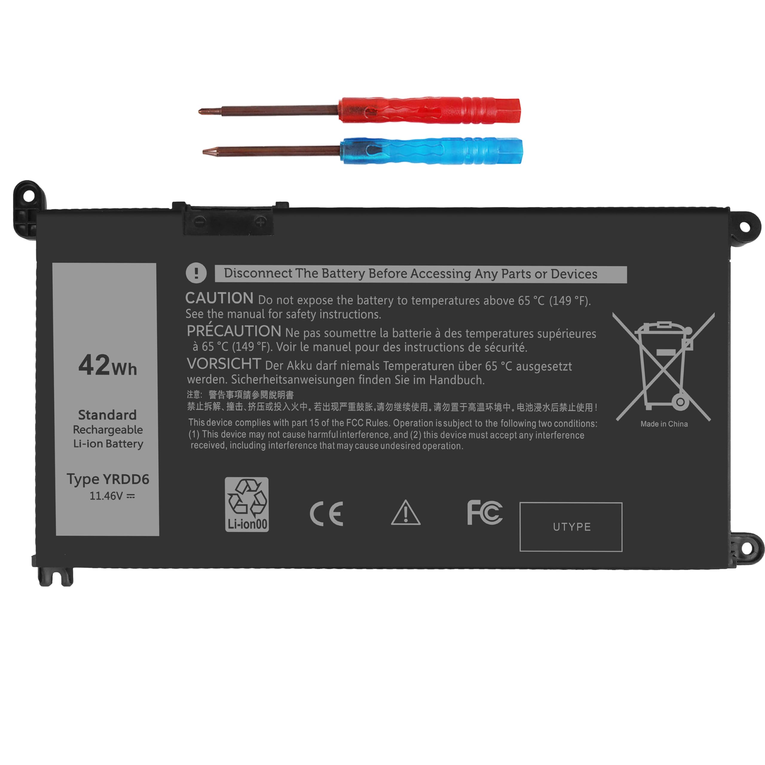 Fepprry YRDD6 42Wh Laptop Battery for Dell Inspiron 15 3000 5000 Series 3501 3582 3583 3584 3593 5584 5585 5590 5591 5593 5594 5598