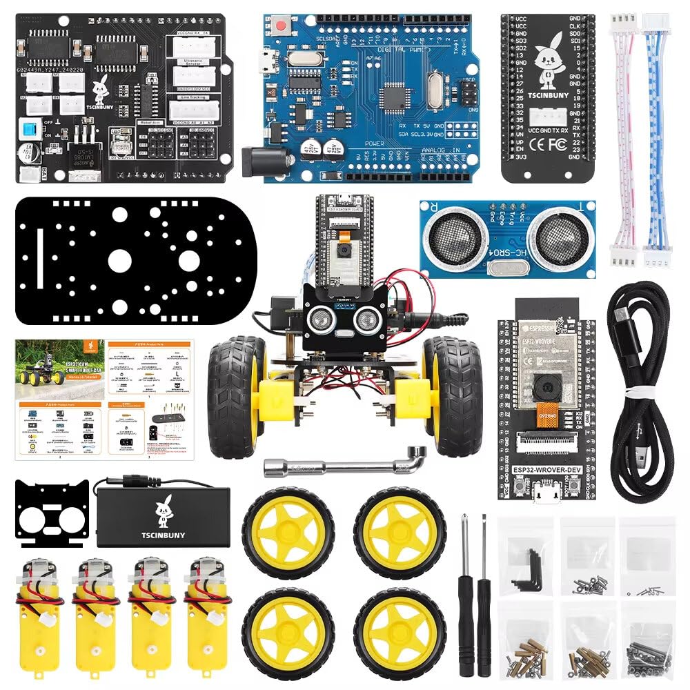 VIDOO Kit Robot Smart 4WD con Telecamera ESP32 Controllo WiFi per Programmazione Arduino