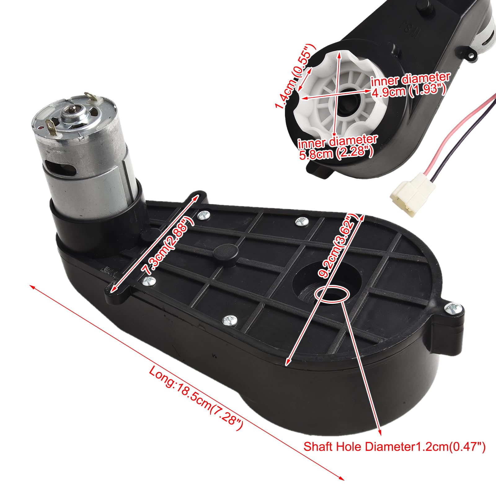 24V 20000RPM Gearbox with High Torque 24V DC Motor for Kids Ride On Car Parts, Electric Motor with Gear Box High Speed DC Motor Match Children Ride On Toys Accessories