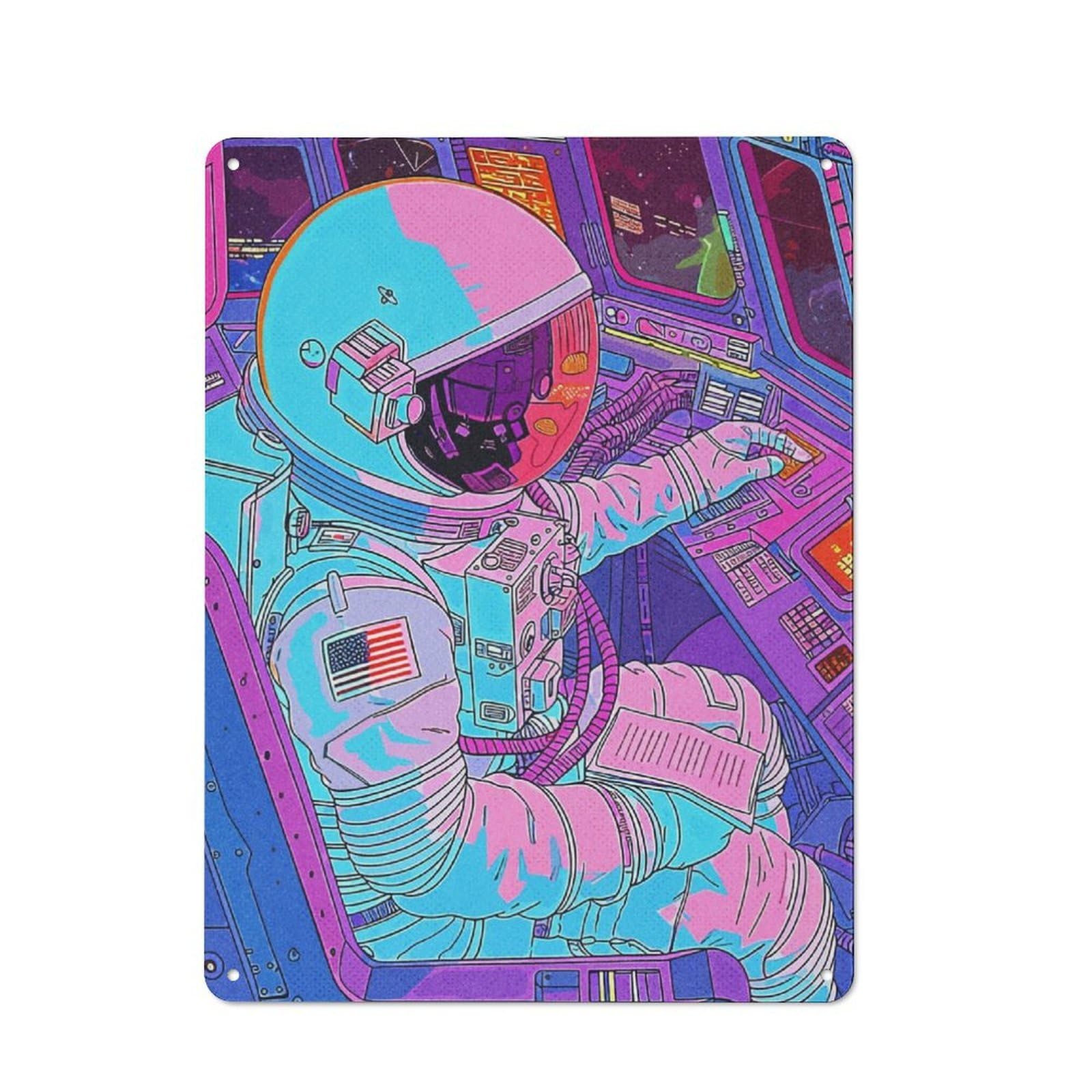 Junmoney Space Plane Printed Metal Sign 40X30cm For Guest Room Or Hallway, Suited To Home Decor Collectors