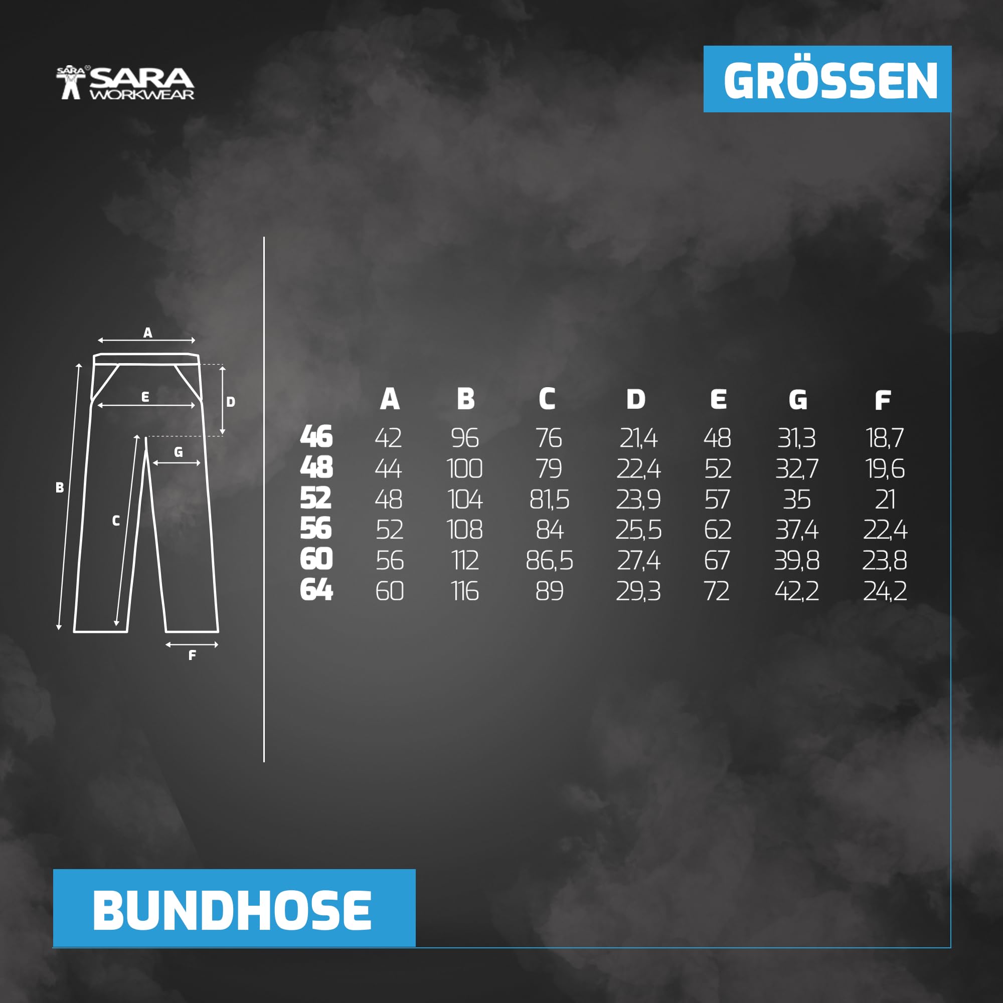 SARA Workwear spodnie robocze NEOFLEX 260 g/m² 58% bawełna z paskami odblaskowymi grafitowe/pomarańczowe 62XXL'