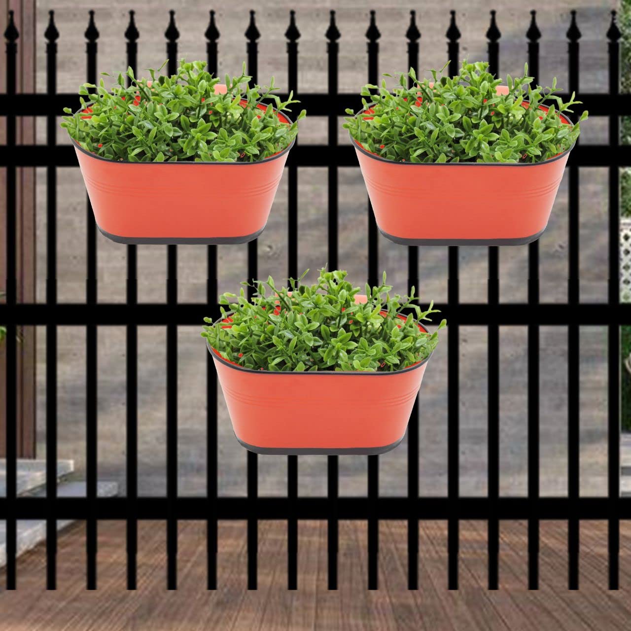 ecofynd 10 inches Raven Balcony Railing Planter, Hanging Flower Pots for Grills, Home Gardening Plant Pots, Color - Red, Pack of 3 (B07M6ZLBJQ) Amazon Price History, Amazon Price Tracker
